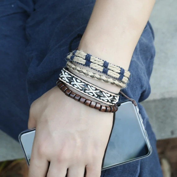 bransoletka BOHO BROWN, zestaw 4 bransoletek